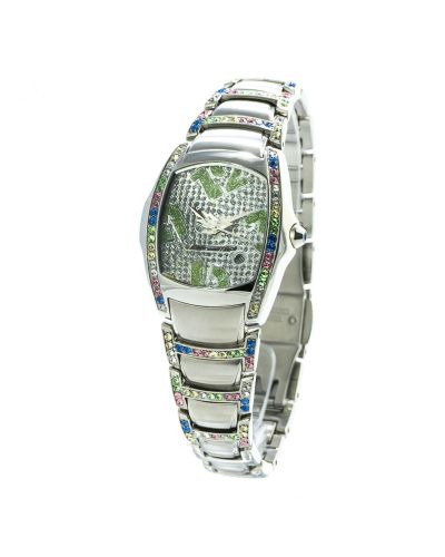 Women's Steel Quartz Analog Watch with Green Dial - Chronotech - Modalova