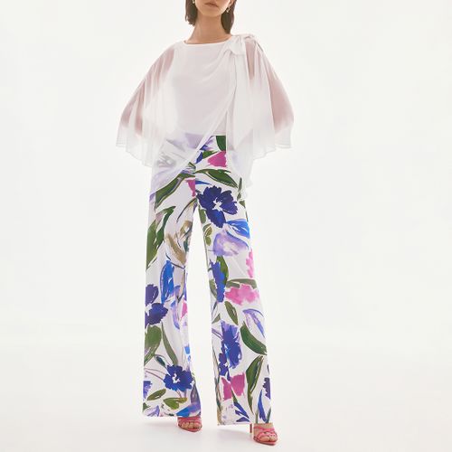 White Satin Draped Bow Blouse - Size 16 - Joseph Ribkoff - Modalova