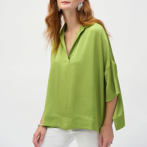 Green Satin Boxy Blouse - Size 12 - Joseph Ribkoff - Modalova