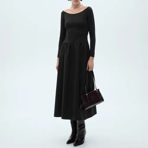 Cotton Blend A Line Dress - Size L - Mango - Modalova