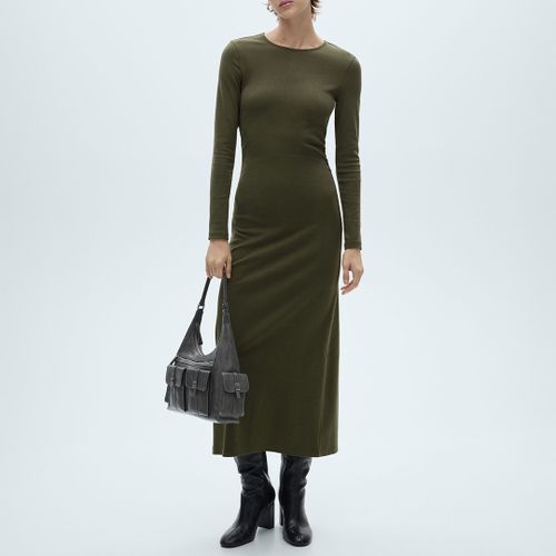 Khaki Ruched Side Midi Dress - Size M - Mango - Modalova