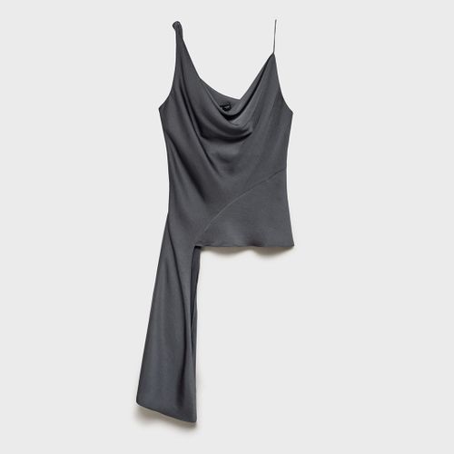 Asymmetrical Top With Draped Neckline - Size M - Mango - Modalova