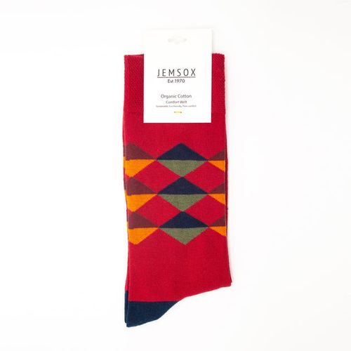 Multi Diamond Pattern Mens Comfort Top Cotton Socks - Size 9/12 - JEMSOX - Modalova