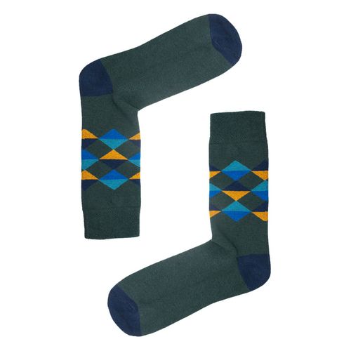 Multi Diamond Pattern Mens Comfort Top Cotton Socks - Size 6/9 - JEMSOX - Modalova