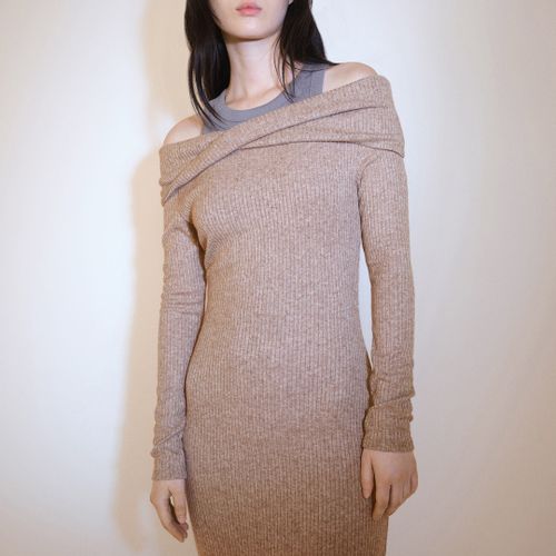 Off The Shoulder Knitted Dress - Size M - Mango - Modalova