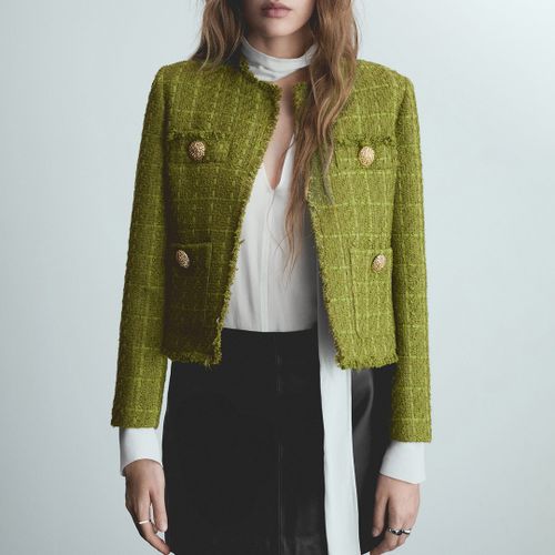 Tweed Cotton Blend Jacket - Size XS - Mango - Modalova