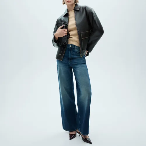 Camel Wool Blend Boat Neck Jumper - Size XL - Mango - Modalova