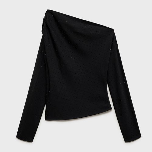 Asymmetrical Sequined Blouse - Size M - Mango - Modalova