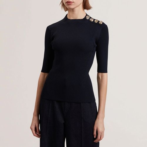 Eeliia Rose Button Detail Rib Knit Top - Size 8 - Ted Baker - Modalova