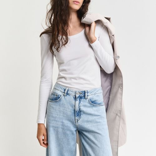 Gant White Scoop Neck Top - Size XS - Gant - Modalova