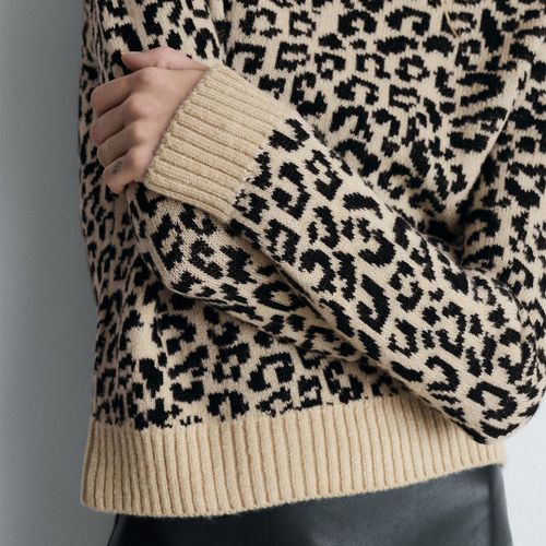 Brown Leopard Print Jumper - Size S - Mango - Modalova