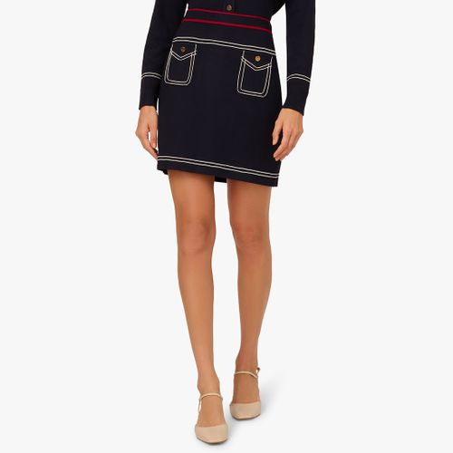 Navy/ Red Contrast Stitching Mini Skirt - Size M - Adrianna Papell - Modalova