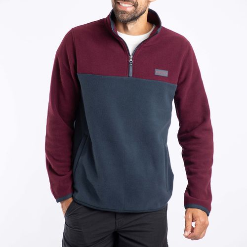 Red / Navy Tristan 1/4 Zip Colour Block Micro Fleece - Size S - Weird Fish - Modalova
