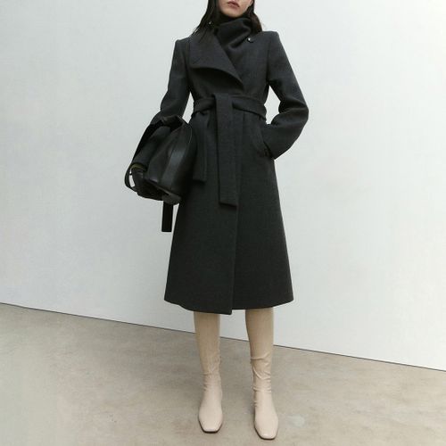 Woollen Coat With Belt - Size S - Mango - Modalova