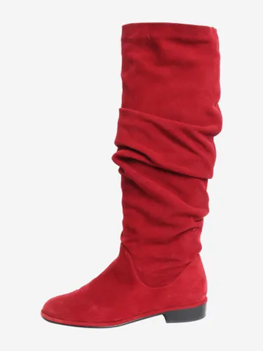 Suede ruched knee-high boots - Size 5 - Pre-Loved Stuart Weitzman - Modalova
