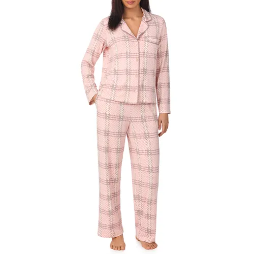 Plaid Long Sleeve Notch Collar Pyjama Set - Size M - DKNY - Modalova