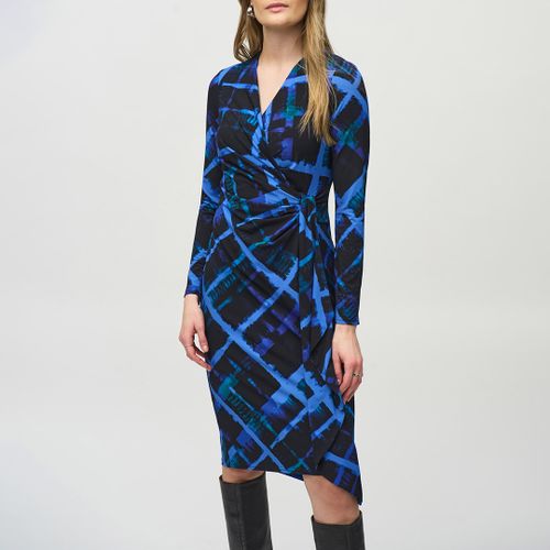 Black/Blue Printed Wrap Dress - Joseph Ribkoff - Modalova