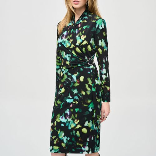 Black/Green Printed Wrap Dress - Joseph Ribkoff - Modalova