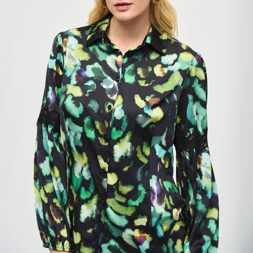 Black Printed Shirt Blouse - Joseph Ribkoff - Modalova