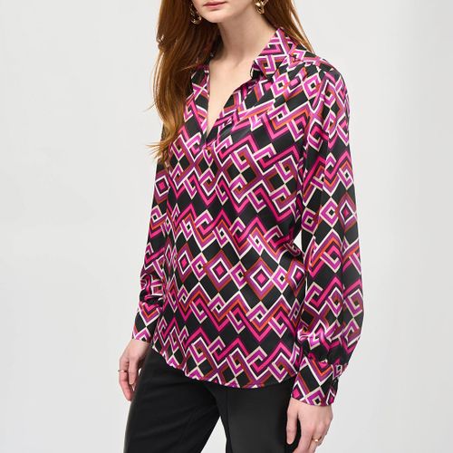 Black/Pink Printed Shirt Blouse - Joseph Ribkoff - Modalova