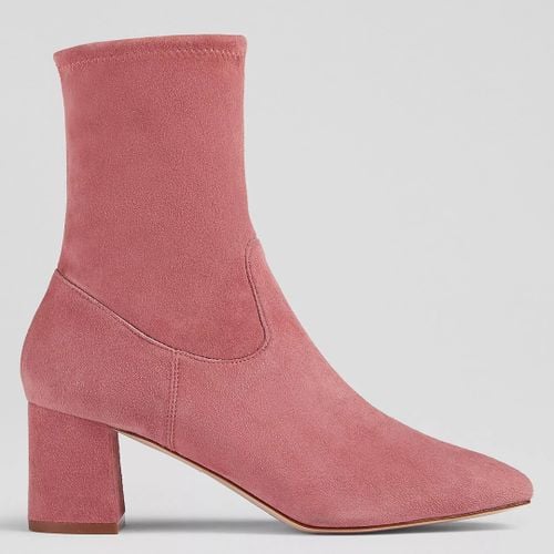 Pink Harp Suede Heeled Ankle Boots - L K Bennett - Modalova