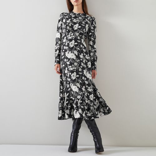 White Printed Silk Blend Midi Dress - L K Bennett - Modalova