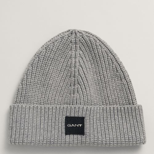 Grey Cotton Blend Rib Knit Beanie - Gant - Modalova