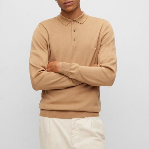 Camel Wool Polo Jumper - Hugo Boss - Modalova