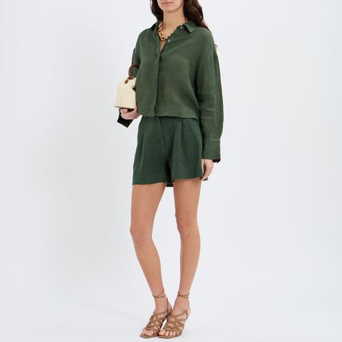 Olive Linen Boxy Shirt - NÂ°Â· Eleven - Modalova