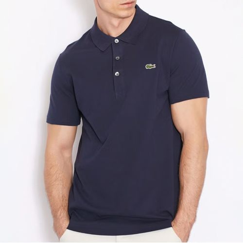 Navy Three Button Cotton Polo Shirt - Lacoste - Modalova