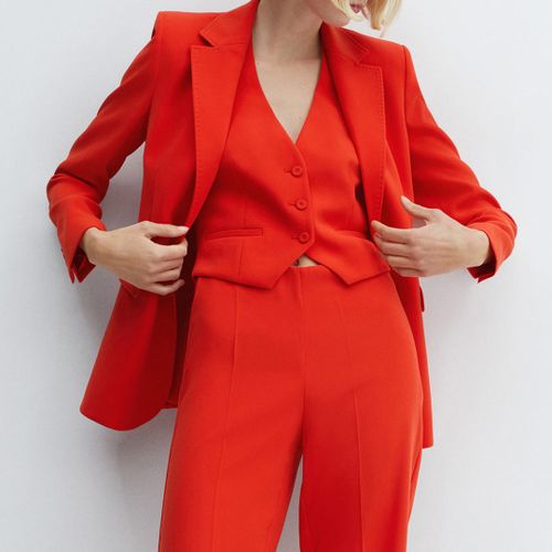 Coral Red Straight-Fit Suit Jacket - Mango - Modalova