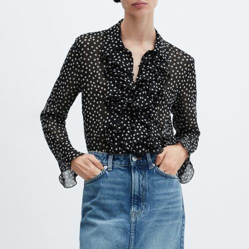 Black Ruffles Printed Blouse - Mango - Modalova