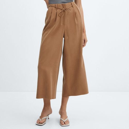 Brown Wideleg Trousers With Belt - Mango - Modalova