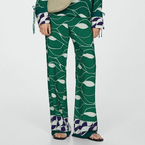 Printed Straight Leg Trousers - Size 38 - Mango - Modalova
