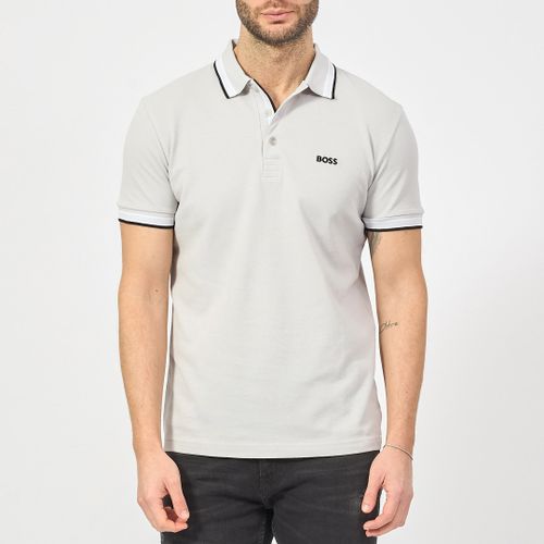 Off White Tipped Cotton Polo Shirt - BOSS - Modalova