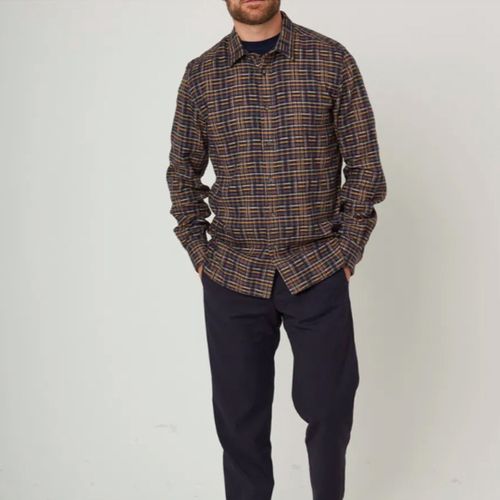 Dark Brown Printed Farley Shirt - Peregrine - Modalova