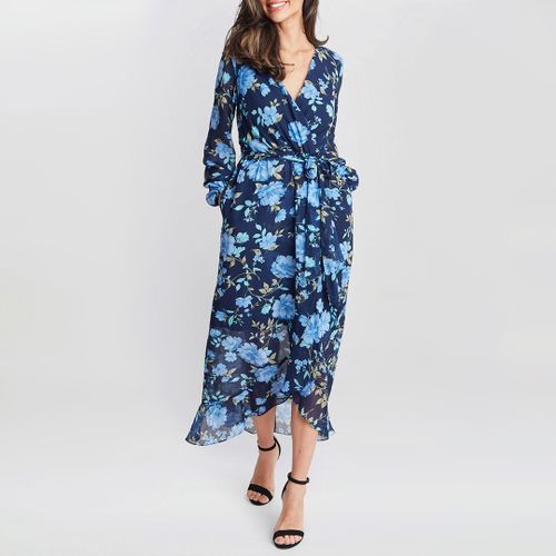 Norma Printed Maxi With Tulip Overlay And Tie Belt - Gina Bacconi - Modalova