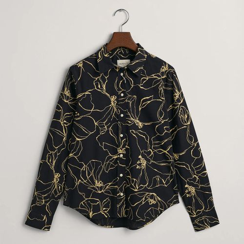 Regular Fit Line Drawing Cotton Voile Shirt - Gant - Modalova