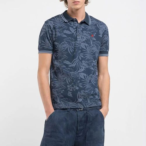 Blue Printed Pique Polo Shirt - Replay - Modalova