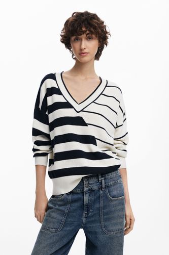 Striped sweater - WHITE - L - Desigual - Modalova