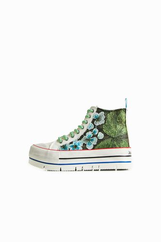 Embroidered patchwork high-top platform sneakers - - 39 - Desigual - Modalova