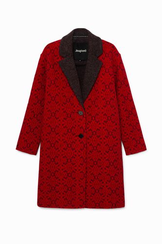 Long tricot coat friezes - RED - L - Desigual - Modalova