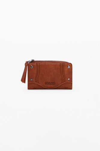 Monedero efecto piel bordado mediano - U - Desigual - Modalova