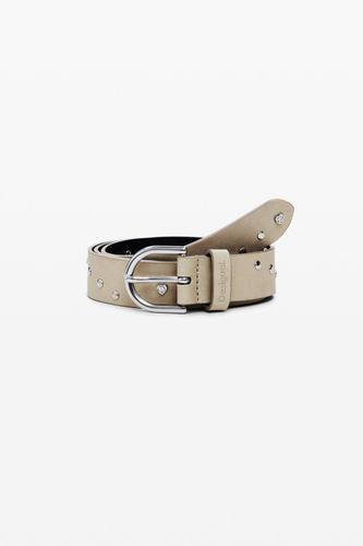 Studded leather belt - BROWN - 85 - Desigual - Modalova