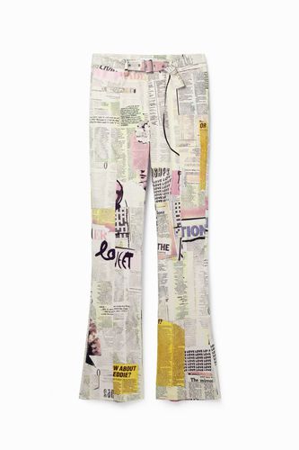 Pantalón Flare periódico - XS - Desigual - Modalova