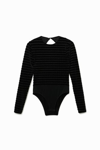 Velvety striped slim bodysuit - - M - Desigual - Modalova