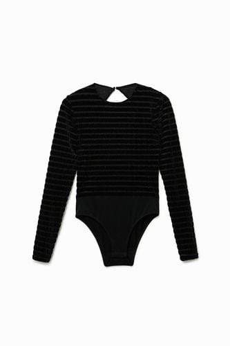 Velvety striped slim bodysuit - - S - Desigual - Modalova