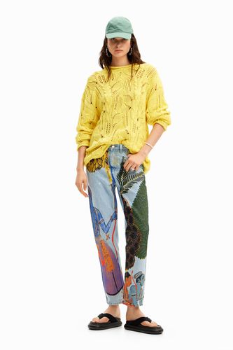 Straight jeans with India print - - 28 - Desigual - Modalova