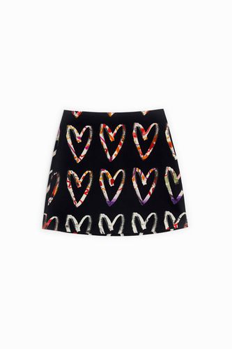 Minifalda algodón estampado corazones - Desigual - Modalova