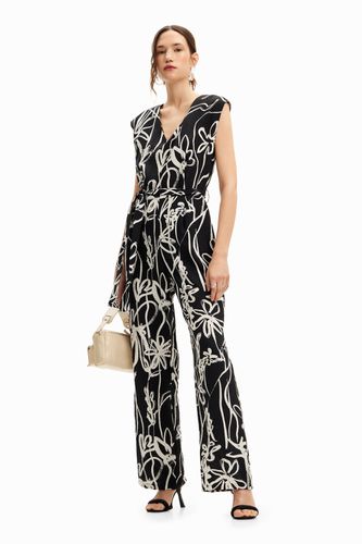 Long jumpsuit with illustrated flowers - M - Desigual - Modalova